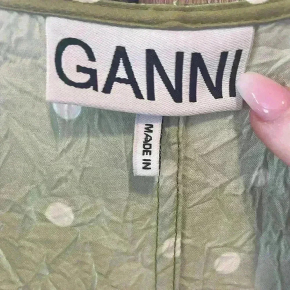 New Ganni Lime Green Long Polka Dot Maxi Dress Woman 38 (US Size M/6-8) - Picture 7 of 11